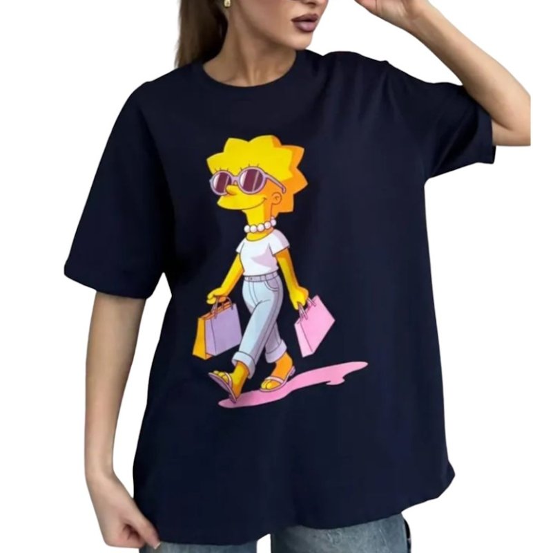 画像1: The Simpsons Lisa Simpson crew neck Print Tshirts ユニセックス男女兼用シンプソンズ リサシンプソンプリント Tシャツ (1)