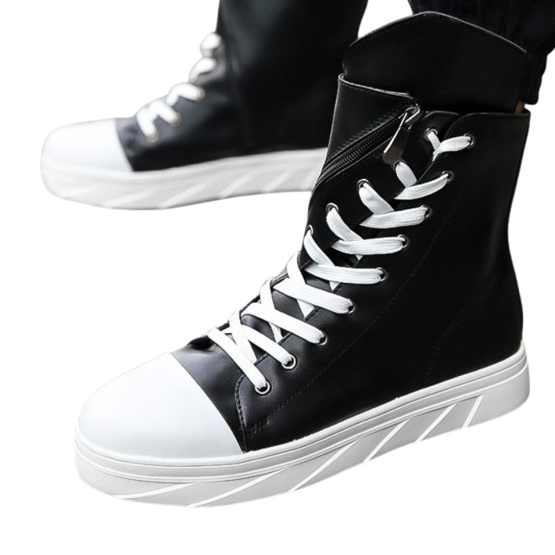 画像1: Men's High-cuts shoes sneakers boots メンズ イギリス調ハイカットレザースニーカー ブーツ ロング 編み上げ (1)