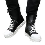 画像2: Men's High-cuts shoes sneakers boots メンズ イギリス調ハイカットレザースニーカー ブーツ ロング 編み上げ (2)