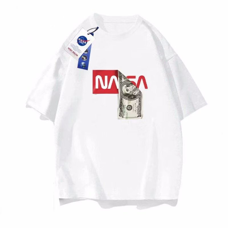 画像2: NASA collaboration US dollar bill pattern print Tshirts  ユニセックス 男女兼用ナサ×USドル紙幣プリント 半袖Tシャツ (2)