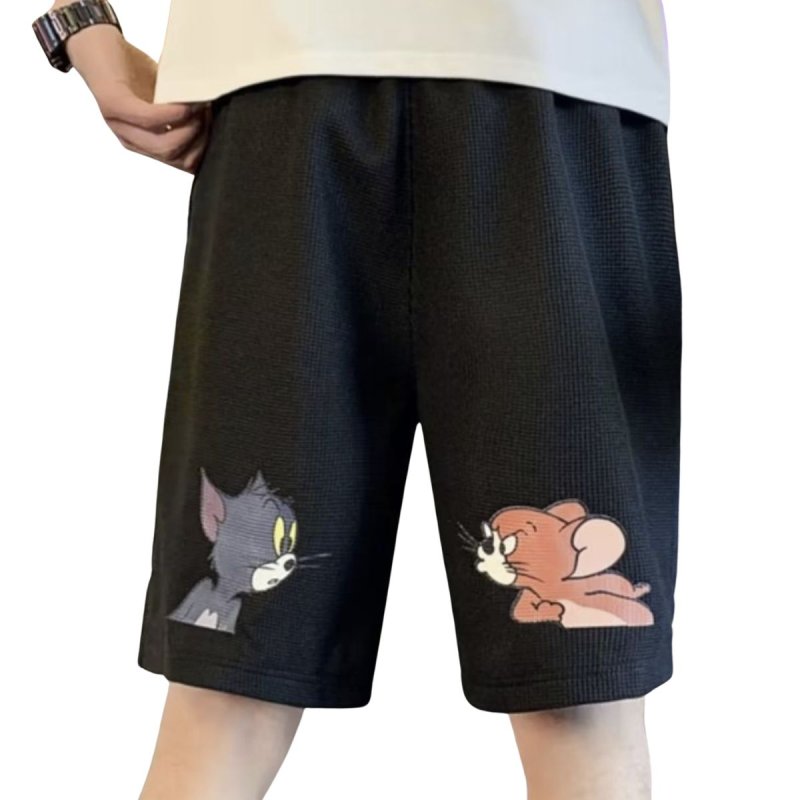 画像5: 26 Tom and Jerry Back Print Waffle Short Half Pants  ユニセックス トム ＆ ジェリー トムとジェリー バックプリント ワッフル素材 ハーフパンツ ショートパンツ  (5)
