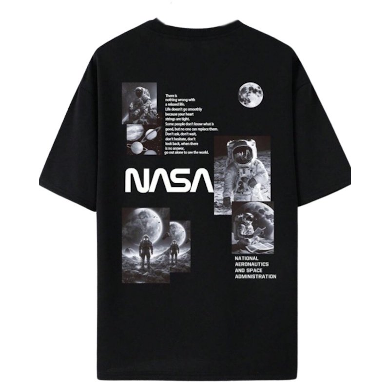 画像1: Astronaut photo prints Style T-Shirt  ユニセックス 男女兼用宇宙飛行士ボックスフォトプリント半袖Tシャツ (1)