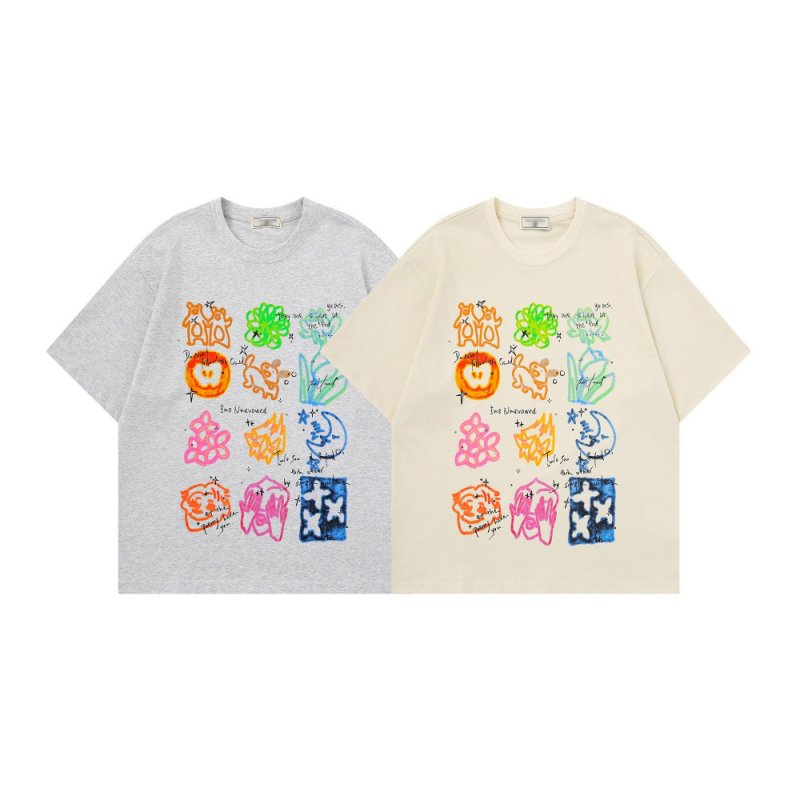 画像3: Abstract graffiti letters print Tshirts  ユニセックス 男女兼用アブストラクトグラフィックレタープリント 半袖Tシャツ (3)