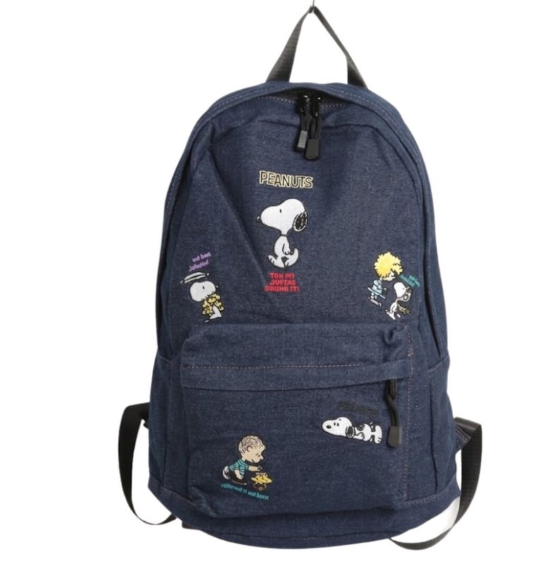 画像1: Snoopy & Friends Denim Backpack ユニセックス男女兼用スヌーピー＆フレンズデニムバックパック トートショルダーバッグ (1)