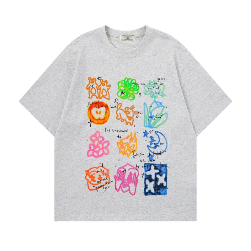 画像2: Abstract graffiti letters print Tshirts  ユニセックス 男女兼用アブストラクトグラフィックレタープリント 半袖Tシャツ (2)