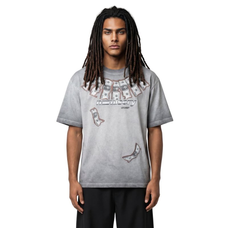 画像5: LETSROCK Vintage US dollar bill Money pattern print Tshirts ユニセックス 男女兼用 ヴィンテージ風 古着風 USドル 紙幣 プリント 半袖Tシャツ (5)