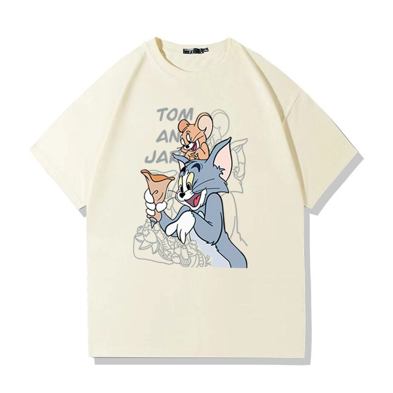 画像2: Tom and Jerry, best friends print T-Shirt  ユニセックス 男女兼用仲良しトムとジェリートム＆ジェリープリント半袖Tシャツ (2)