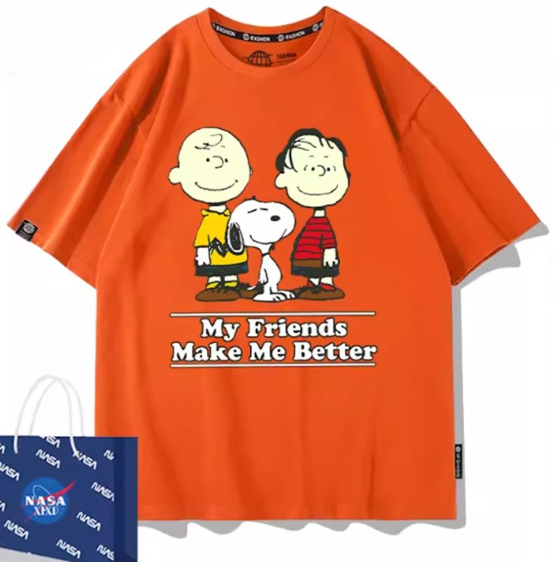 画像7: Snoopy&Charlie Brown& Linusprint Print T-Shirt  ユニセックス 男女兼用スヌーピー&チャーリーブラウン&ライナスプリント半袖Tシャツ (7)