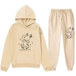 画像1: 26SS Graffiti Snoopy sweat hoodie pants setup ユニセックス 男女兼用 落書き風 スヌーピー スウェットパーカー トレーナー パンツ セットアップ  (1)