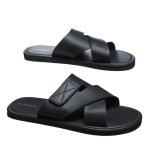 画像3: Unisex soft-soled Leather cross flat sandal slippers   ユニセックス男女兼用 レザークロスフラット サンダル スリッパ (3)