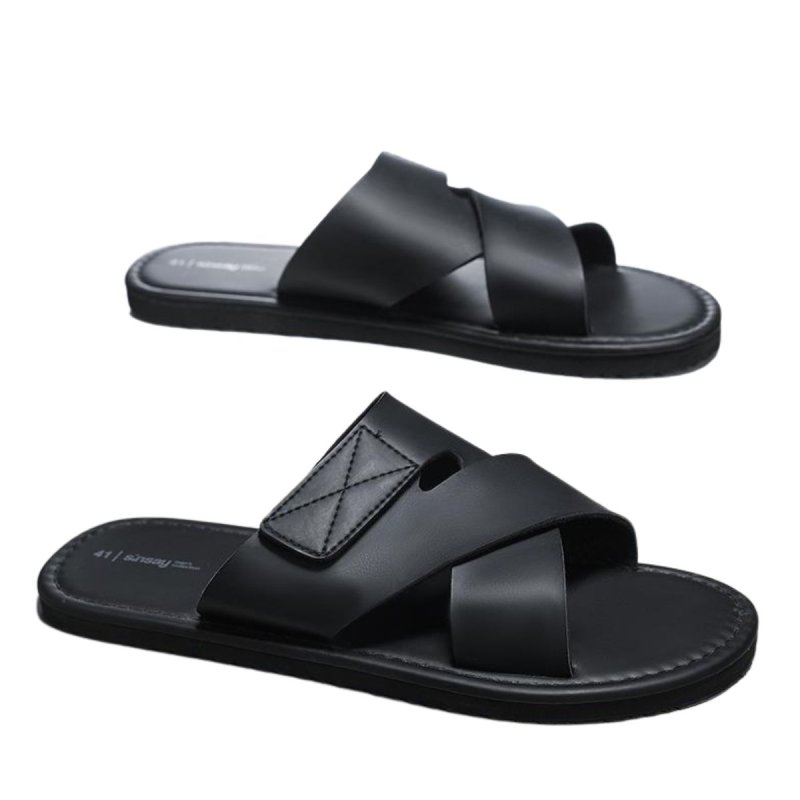 画像3: Unisex soft-soled Leather cross flat sandal slippers   ユニセックス男女兼用 レザークロスフラット サンダル スリッパ (3)