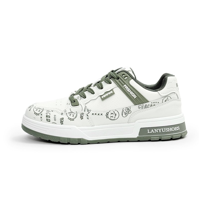 画像1: Unisex kaws Smile Leather Lace-Up Sneakers Shoes  ユニセックス カウズスマイルレザーレースアップ スニーカー  (1)