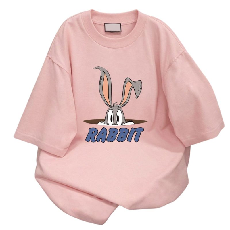 画像4: Bugs bunny print T-shirt ユニセックス 男女兼用 バックスバニー ロゴ プリント 半袖 Tシャツ (4)