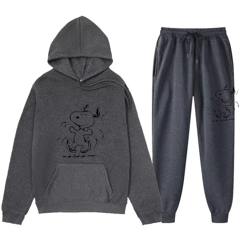 画像3: 26SS Graffiti Snoopy sweat hoodie pants setup ユニセックス 男女兼用 落書き風 スヌーピー スウェットパーカー トレーナー パンツ セットアップ  (3)
