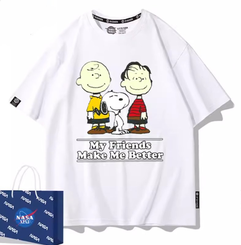 画像3: Snoopy&Charlie Brown& Linusprint Print T-Shirt  ユニセックス 男女兼用スヌーピー&チャーリーブラウン&ライナスプリント半袖Tシャツ (3)