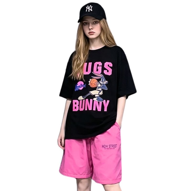 画像3: Oversized Basketball BUGS BUNNY Print Tshirts and Short Pants  Set up オーバーサイズ ユニセックス 男女兼用 バスケットボール バッグスバニー 半袖 Tシャツ & ショートパンツ ハーフパンツ セットアップ (3)
