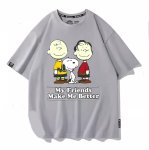 画像1: Snoopy&Charlie Brown& Linusprint Print T-Shirt  ユニセックス 男女兼用スヌーピー&チャーリーブラウン&ライナスプリント半袖Tシャツ (1)