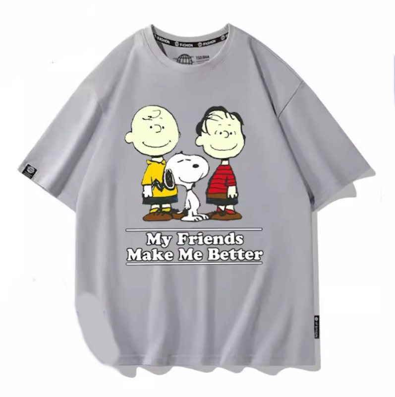 画像1: Snoopy&Charlie Brown& Linusprint Print T-Shirt  ユニセックス 男女兼用スヌーピー&チャーリーブラウン&ライナスプリント半袖Tシャツ (1)