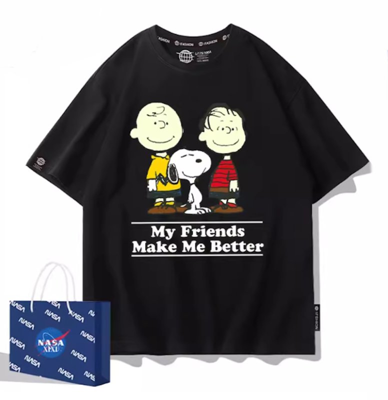 画像2: Snoopy&Charlie Brown& Linusprint Print T-Shirt  ユニセックス 男女兼用スヌーピー&チャーリーブラウン&ライナスプリント半袖Tシャツ (2)