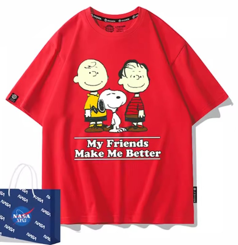 画像5: Snoopy&Charlie Brown& Linusprint Print T-Shirt  ユニセックス 男女兼用スヌーピー&チャーリーブラウン&ライナスプリント半袖Tシャツ (5)