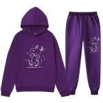 画像14: 26SS Graffiti Snoopy sweat hoodie pants setup ユニセックス 男女兼用 落書き風 スヌーピー スウェットパーカー トレーナー パンツ セットアップ  (14)