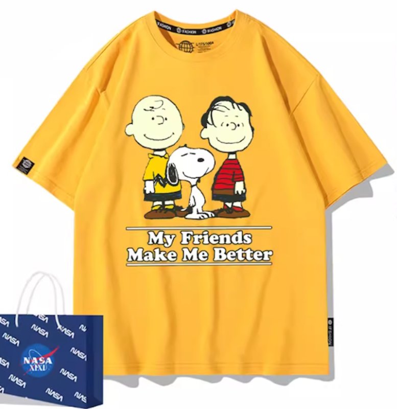 画像4: Snoopy&Charlie Brown& Linusprint Print T-Shirt  ユニセックス 男女兼用スヌーピー&チャーリーブラウン&ライナスプリント半袖Tシャツ (4)