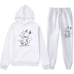 画像2: 26SS Graffiti Snoopy sweat hoodie pants setup ユニセックス 男女兼用 落書き風 スヌーピー スウェットパーカー トレーナー パンツ セットアップ  (2)