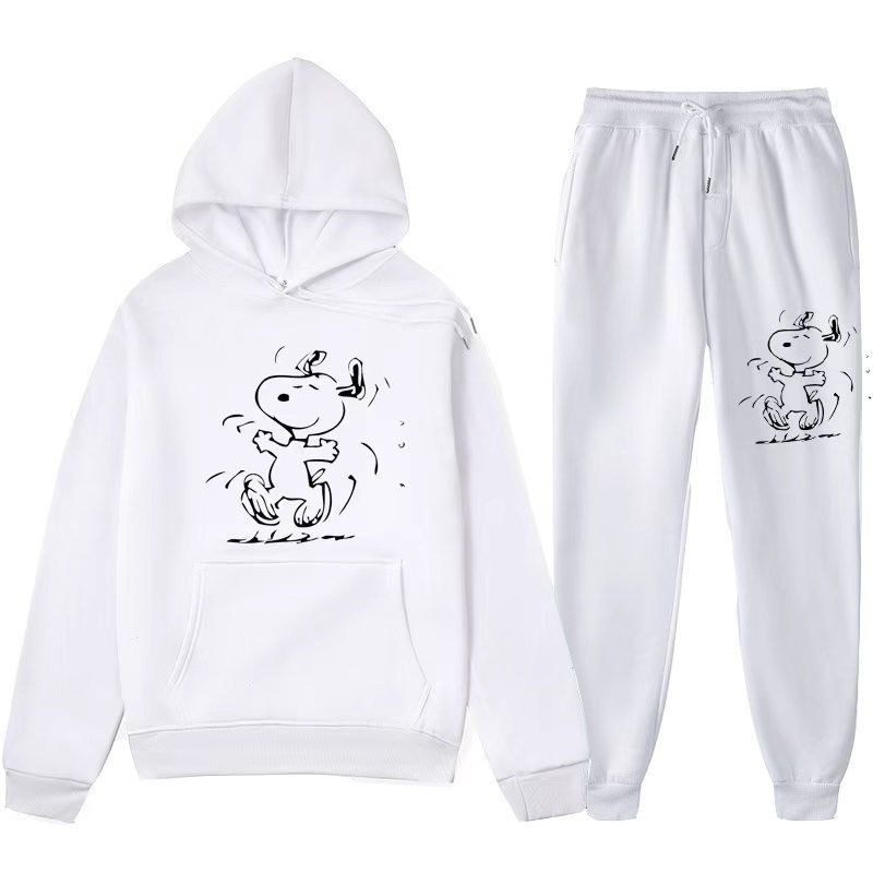 画像2: 26SS Graffiti Snoopy sweat hoodie pants setup ユニセックス 男女兼用 落書き風 スヌーピー スウェットパーカー トレーナー パンツ セットアップ  (2)