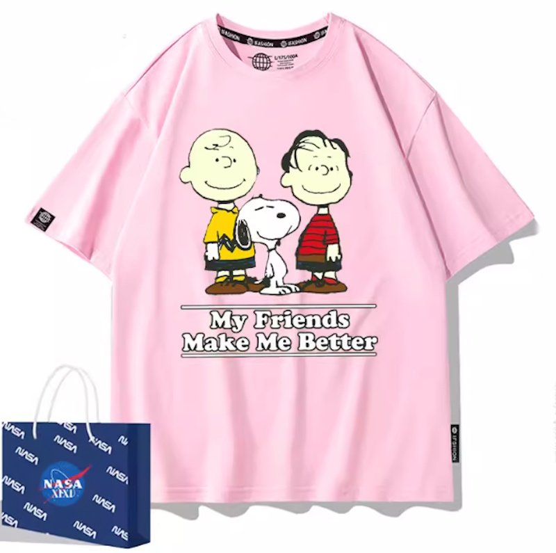 画像8: Snoopy&Charlie Brown& Linusprint Print T-Shirt  ユニセックス 男女兼用スヌーピー&チャーリーブラウン&ライナスプリント半袖Tシャツ (8)