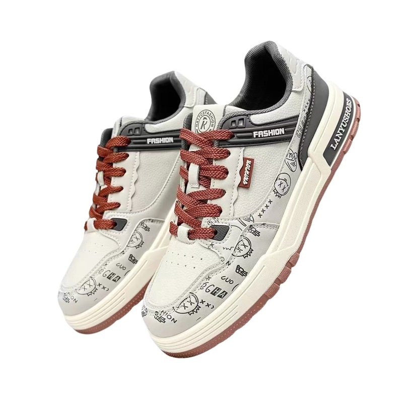 画像2: Unisex kaws Smile Leather Lace-Up Sneakers Shoes  ユニセックス カウズスマイルレザーレースアップ スニーカー  (2)