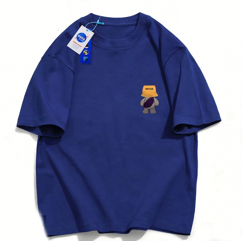 画像1: NASA x One-Point Walking Bag Bear Print T-Shirt  ユニセックス 男女兼用ワンポイントNASAナサ×ウオーキングベアプリント半袖Tシャツ (1)