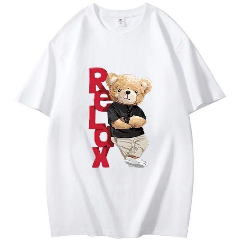 画像1: Relax Bear Print Print T-Shirt  ユニセックス 男女兼用リラックスベアプリント半袖Tシャツ (1)