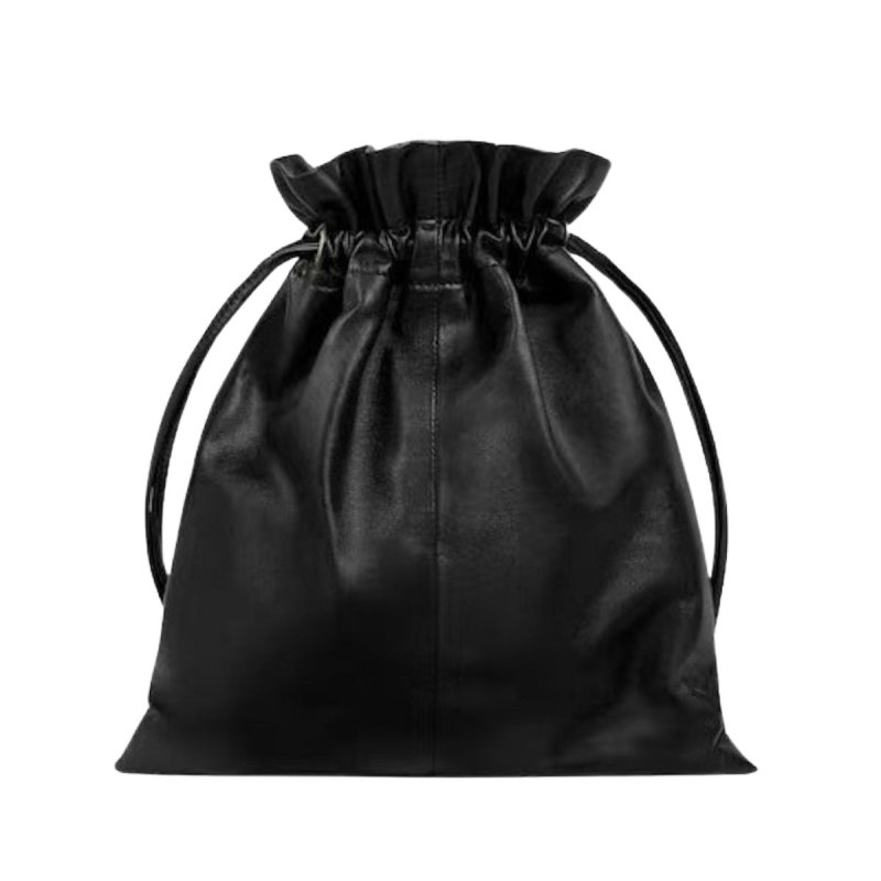 画像1: Leather drawstring tote shoulder bag  Bag　ユニセックス男女兼用本革レザー巾着型トートショルダーバッグ (1)