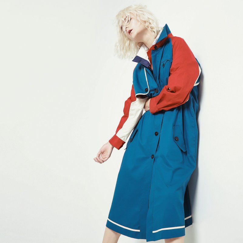画像3: New khaki stitching trench coat long coat   ステッチトレンチコートロングコート (3)