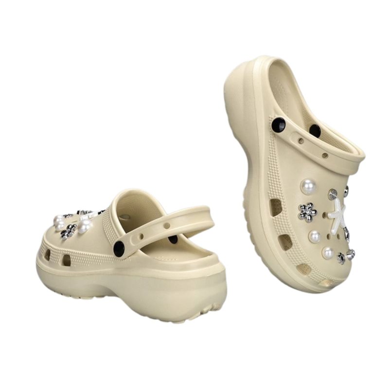 画像7:  Pearl＆ rhinestone＆ starfish platform Crocsandals slippers パール&ラインストーン＆ヒトデ厚底 クロックサンダル (7)