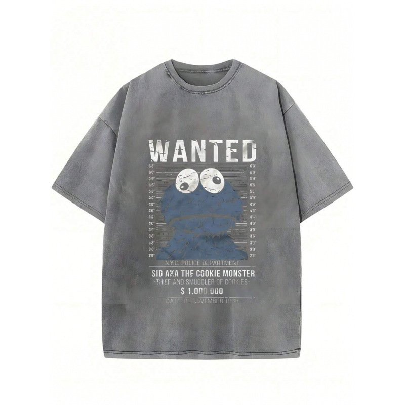 画像1: Sesame Street Cookie Monster Vintage Style T-Shirt　 ユニセックス 男女兼用セサミーストリートクッキーモンスター ヴィンテージスタイルプリント半袖Tシャツ (1)