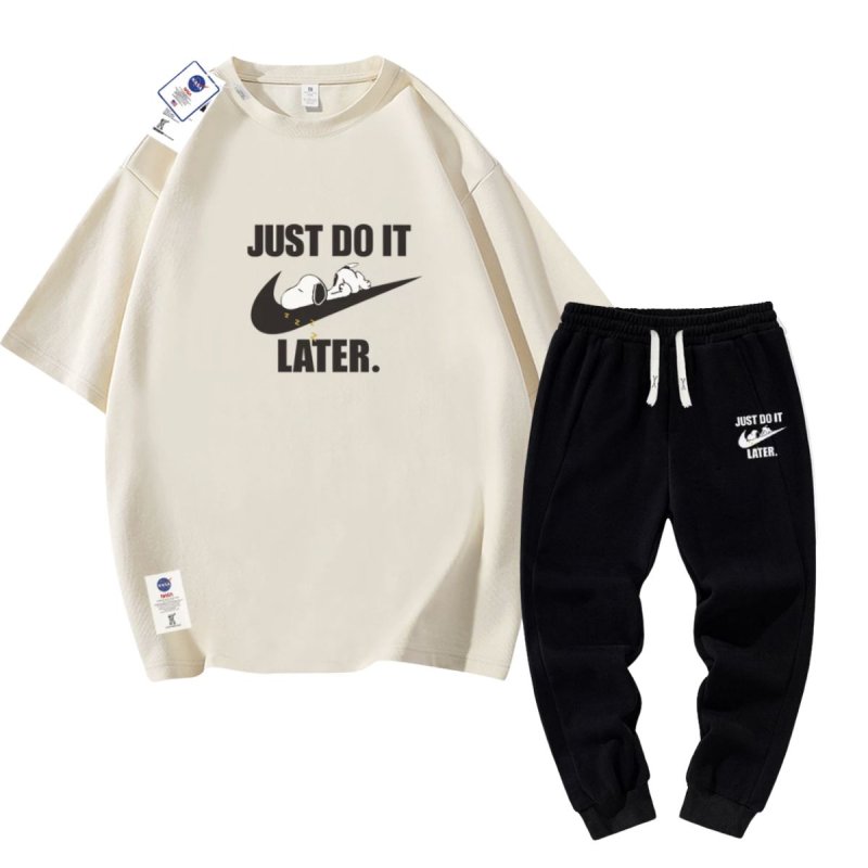 画像2: 26SS JUST DO IT LATER x Snoopy Tshirts and Long sweat pants setup ユニセックス男女兼用 NASA×JUST DO IT LATER × スヌーピー Tシャツ スウェット パンツ セットアップ (2)
