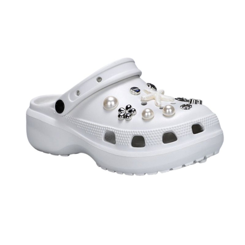 画像8:  Pearl＆ rhinestone＆ starfish platform Crocsandals slippers パール&ラインストーン＆ヒトデ厚底 クロックサンダル (8)