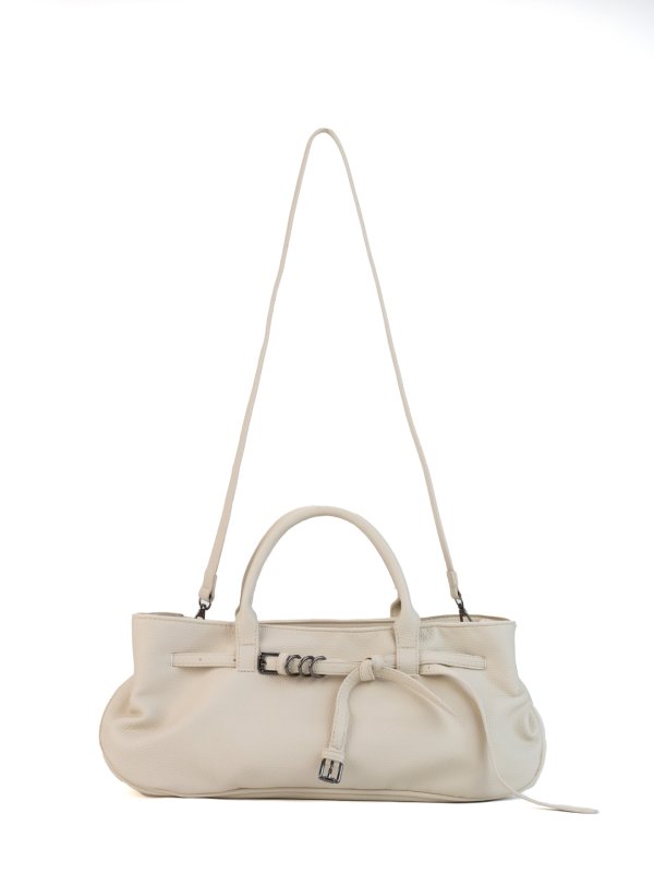 画像4: Belt buckle design rectangular leather tote shoulder bag　ユニセックス男女兼用ベルトバックルデザイン横長レザートートショルダーバッグ (4)