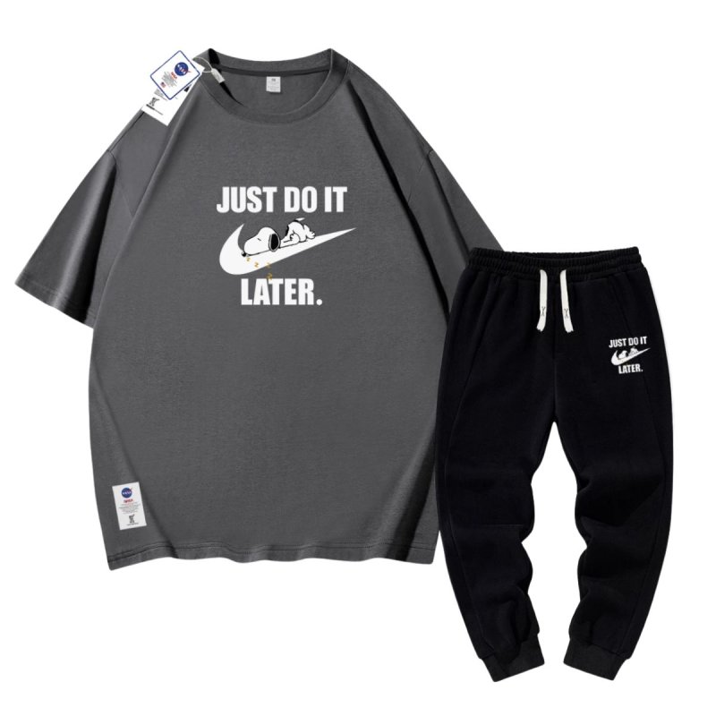 画像7: 26SS JUST DO IT LATER x Snoopy Tshirts and Long sweat pants setup ユニセックス男女兼用 NASA×JUST DO IT LATER × スヌーピー Tシャツ スウェット パンツ セットアップ (7)