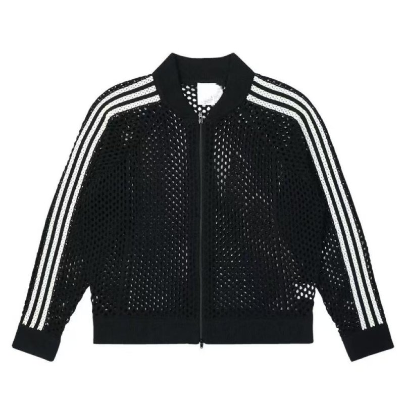 画像2: Unisex Openwork mesh 3-line jacket uniform　男女兼用ユニセックス メッシュジップアップ3ラインジャケットカーディガンユニホーム (2)
