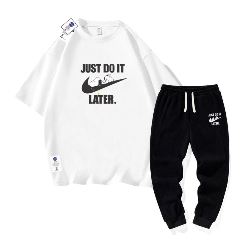 画像3: 26SS JUST DO IT LATER x Snoopy Tshirts and Long sweat pants setup ユニセックス男女兼用 NASA×JUST DO IT LATER × スヌーピー Tシャツ スウェット パンツ セットアップ (3)