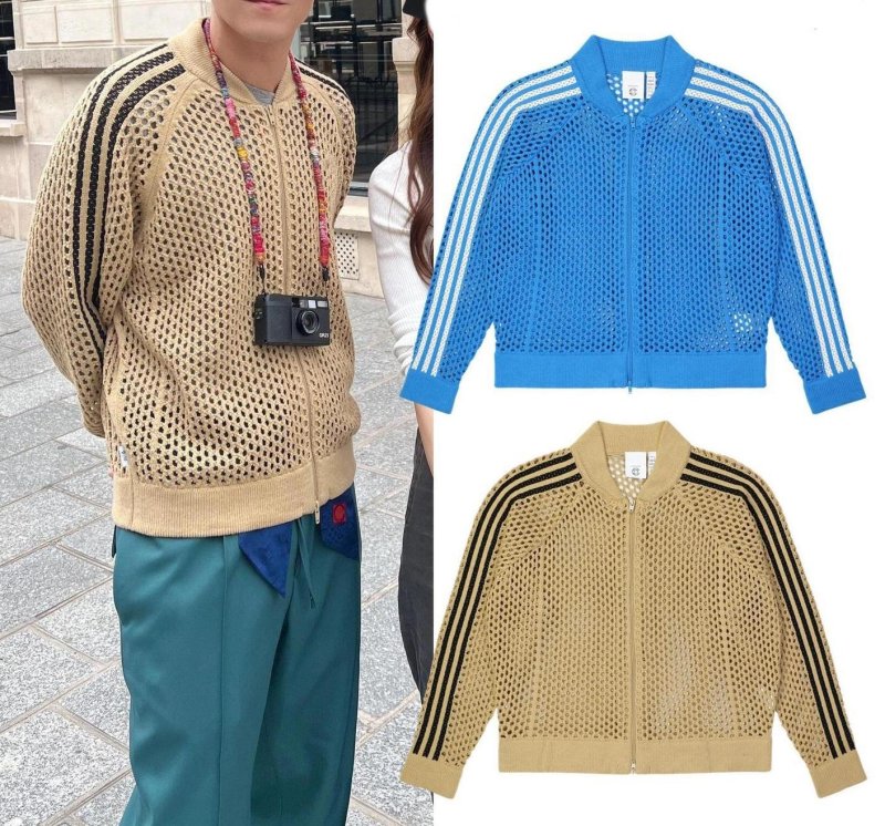 画像4: Unisex Openwork mesh 3-line jacket uniform　男女兼用ユニセックス メッシュジップアップ3ラインジャケットカーディガンユニホーム (4)