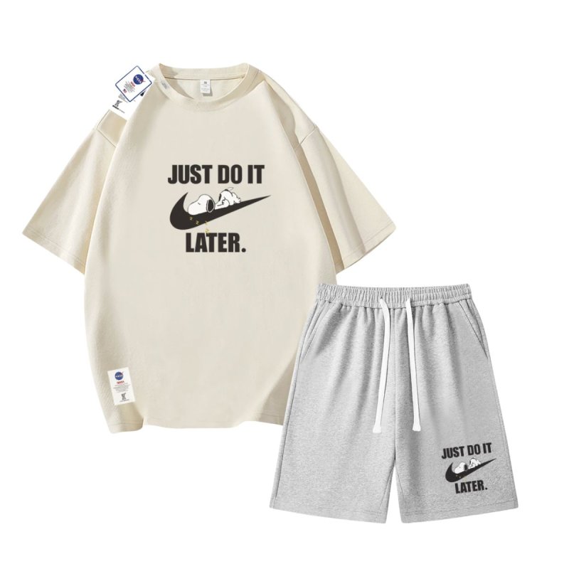 画像2: 26SS JUST DO IT LATER x Snoopy Tshirts and Short pants setup ユニセックス男女兼用 NASA×JUST DO IT LATER × スヌーピー Tシャツ ハーフ パンツ セットアップ ショートパンツ  (2)