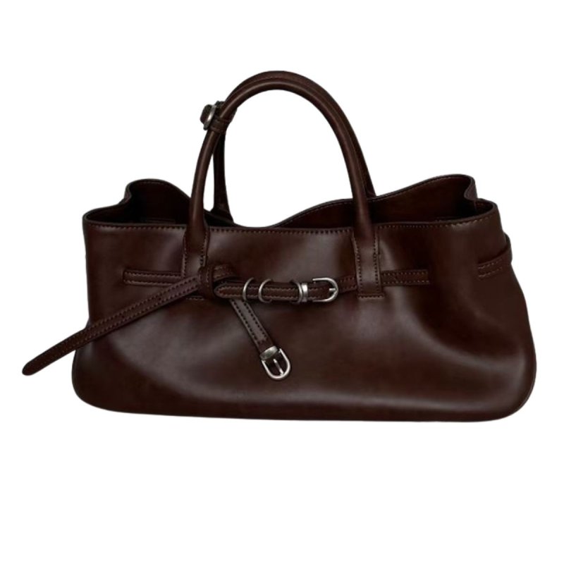 画像7: Belt buckle design rectangular leather tote shoulder bag　ユニセックス男女兼用ベルトバックルデザイン横長レザートートショルダーバッグ (7)