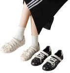 画像4: Polka dot low-cut lace-up ballerina leather shoes sneakers　水玉ドットローカットレースアップバレリーナレザーシューズスニーカー (4)
