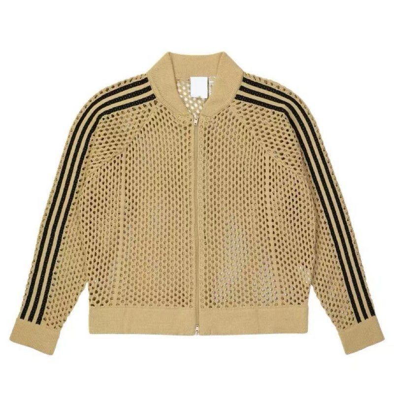 画像3: Unisex Openwork mesh 3-line jacket uniform　男女兼用ユニセックス メッシュジップアップ3ラインジャケットカーディガンユニホーム (3)