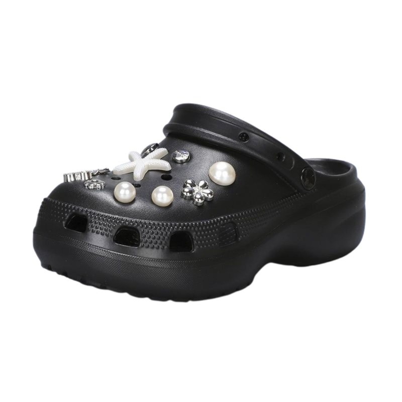 画像1:  Pearl＆ rhinestone＆ starfish platform Crocsandals slippers パール&ラインストーン＆ヒトデ厚底 クロックサンダル (1)