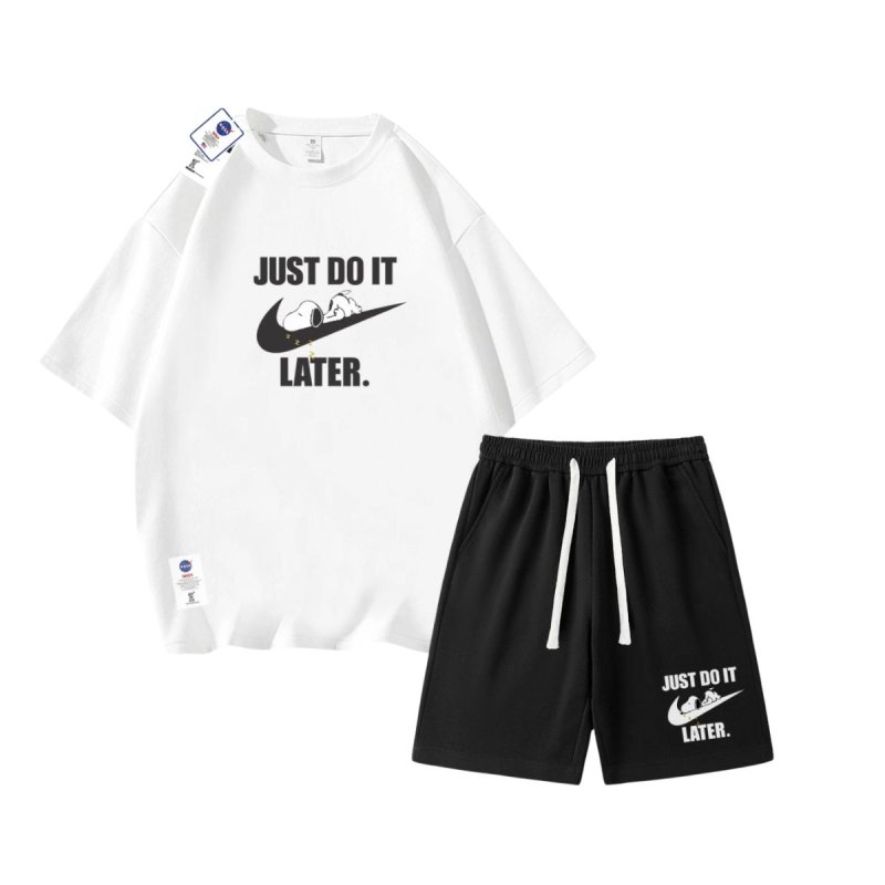 画像3: 26SS JUST DO IT LATER x Snoopy Tshirts and Short pants setup ユニセックス男女兼用 NASA×JUST DO IT LATER × スヌーピー Tシャツ ハーフ パンツ セットアップ ショートパンツ  (3)