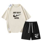 画像1: 26SS JUST DO IT LATER x Snoopy Tshirts and Short pants setup ユニセックス男女兼用 NASA×JUST DO IT LATER × スヌーピー Tシャツ ハーフ パンツ セットアップ ショートパンツ  (1)